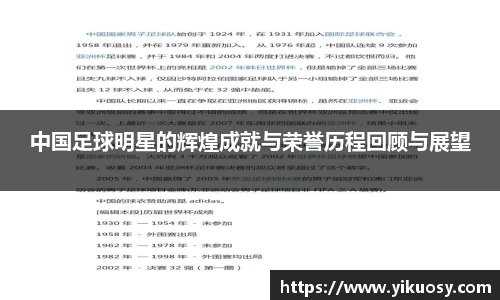 中国足球明星的辉煌成就与荣誉历程回顾与展望